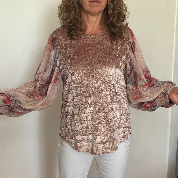 Pink Crushed Velvet Anthropologie Top - Picture 3 of 5